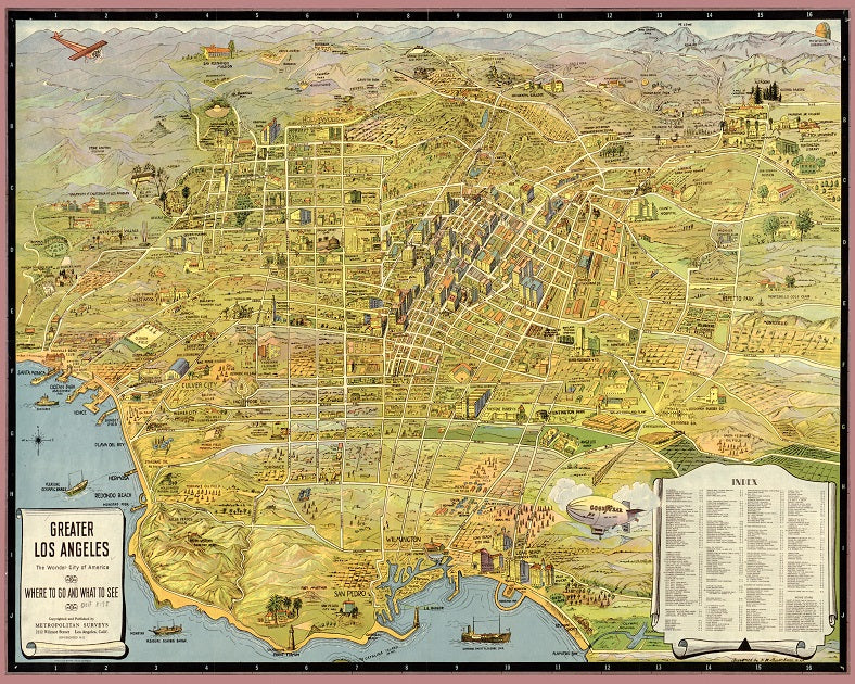 1932 Pictorial Map of Greater Los Angeles Print