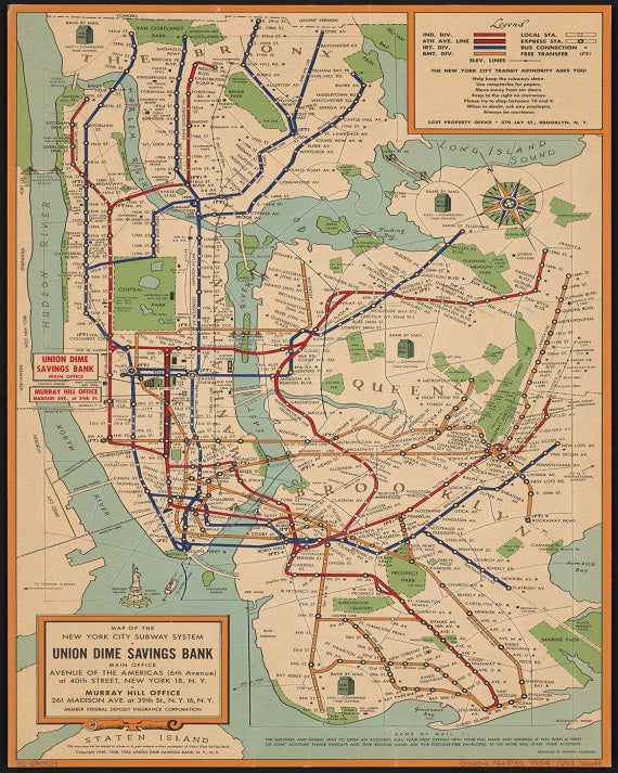 1954 NYC Subway Map Print