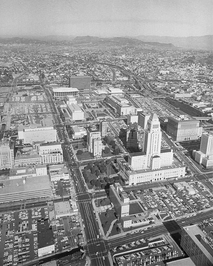 Aerial view of LA City Hall 1967 Print