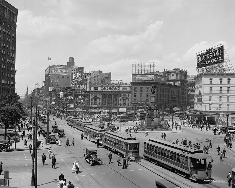 Bustling Woodward Avenue 1910s Print