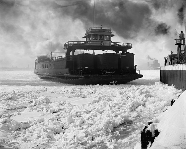 Car Ferry on the Detroit River 1900 Print