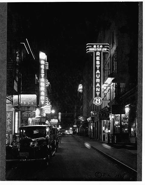 Neon Signs Lining Chinatown Street