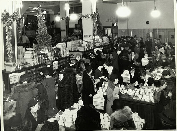 Shoppers in a New York City department store. Interior view. Photograph ca. 1930s.