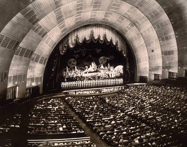 The crowd watching a show at the Radio City Music Hall inside the Rockefeller Centre New York.