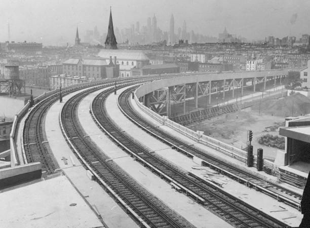 View of subway track extension on Smith and Ninth Streets in Brooklyn.