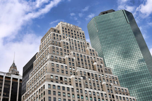 120 wall street built in 1930 and other modern highrise office buildings facing fdr drive along the eastern edge of lower manhattan new york city