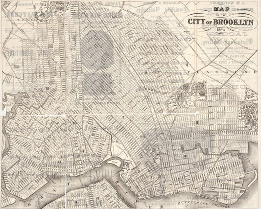 1864 Map of Brooklyn Print