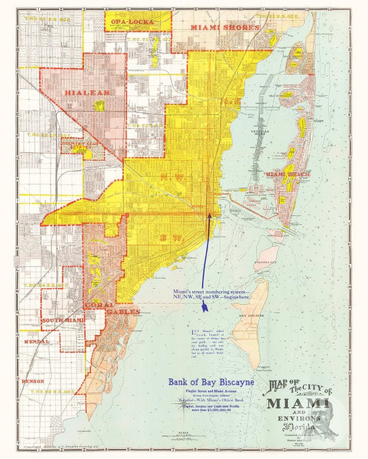 1926 Map of Miami Print