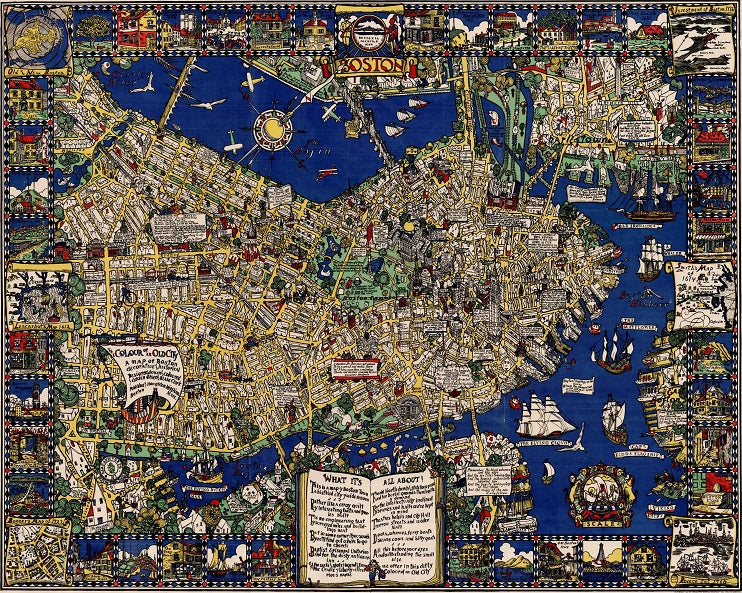 1926 Pictorial Map of Boston Print