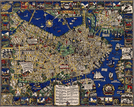 1926 Pictorial Map of Boston Print