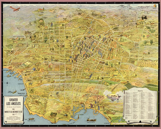 1932 Pictorial Map of Greater Los Angeles Print