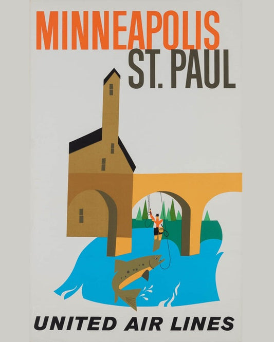 1950s United Minneapolis Travel Poster Print