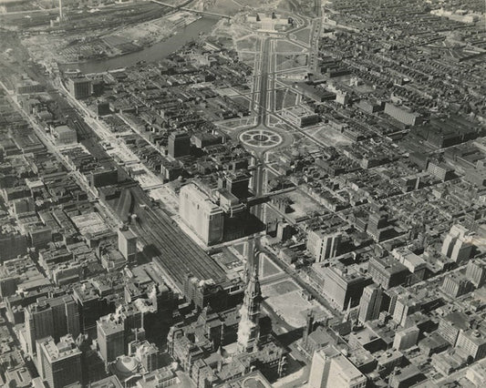 Aerial view of Benjamin Franklin Parkway 1936 Print