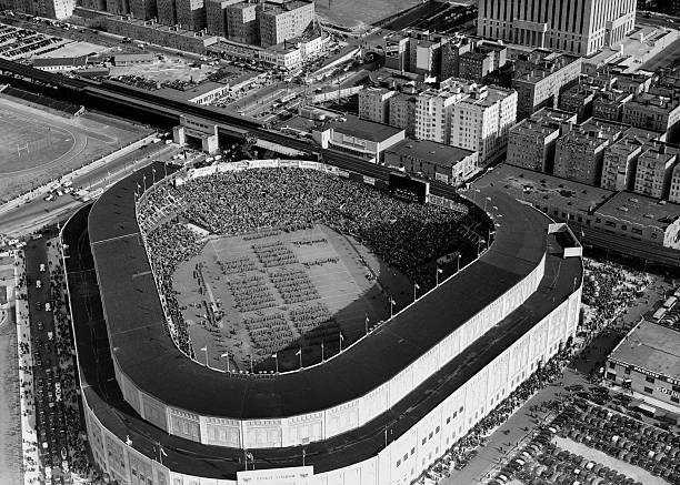 Aerial view of Yankee Stadium during the Army Black Knights game against the Notre Dame Fighting Irish at Yankee Stadium on October 29 1938 in the