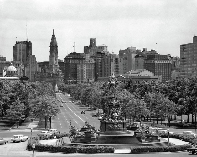 Benjamin Franklin Parkway 1950s Print
