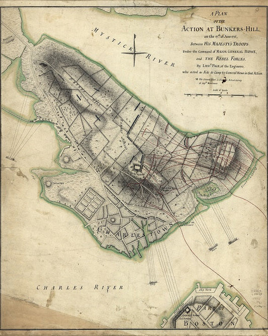 British Plan of Action at Bunker Hill 1775 Print