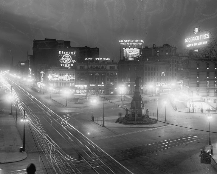 Campus Martius at Night 1910s Print