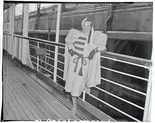 Carmen Miranda famed Brazilian singer is pictured as she arrived in New York on the S.S. Uruguay. She is to appear in a musical review at the New