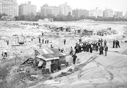 Central Park Hooverville with Central Park West in the Background