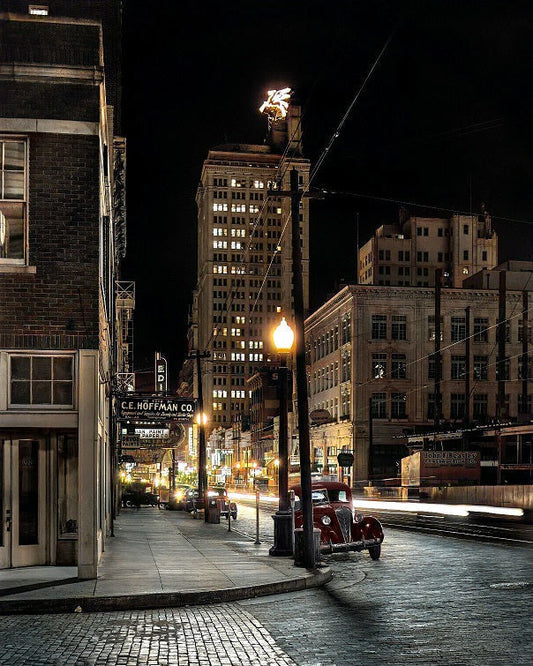Commerce Street 1942 Color Print