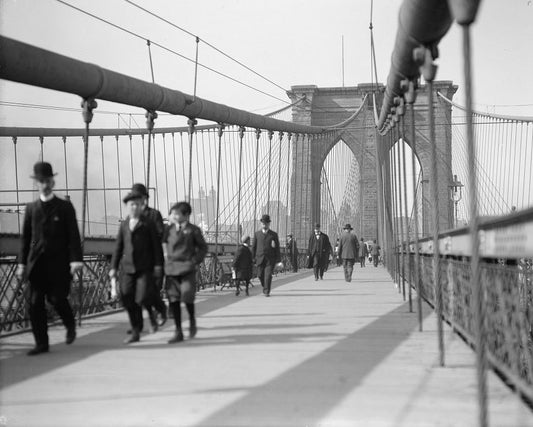 Crossing the Brooklyn Bridge 1909 Print