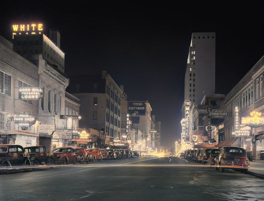 Elm Street at Night 1942 Color Print