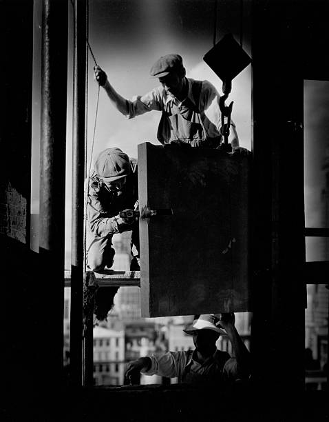 Empire State Building Construction-Workers Slabs and Pulleys New York New York circa 1930.