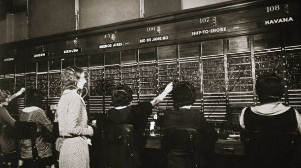 Female workers in the telephone room New York Stock Exchange USA early 1930s.
