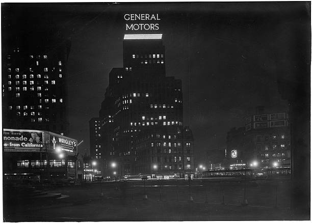 General Motors building at night. General Electric Building