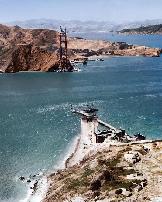 Golden Gate Bridge Construction 1934 Color Print