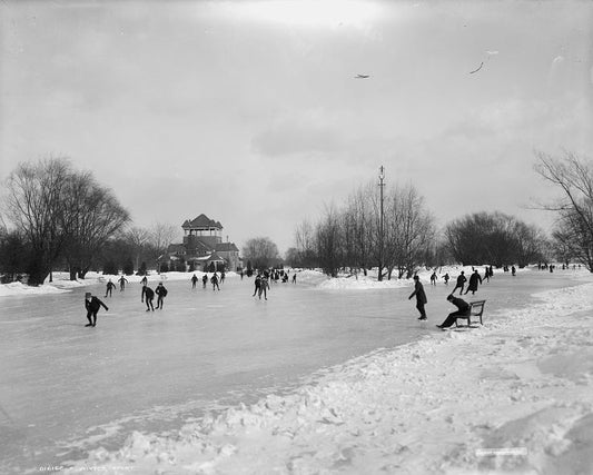 Ice Skating at Belle Isle Park 1904 Print