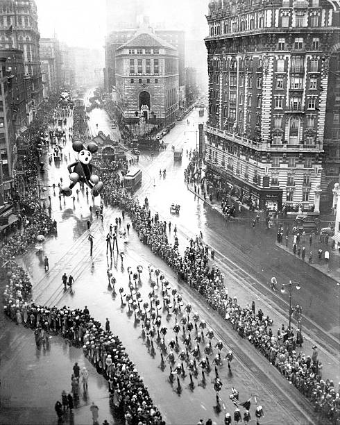 Macy's Thanksgiving Day parade down Broadway from 110th St. To 34th St. Was witnessed by thousands of youngsters. Parade was so large this year it