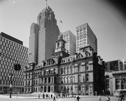 Old Detroit City Hall 1950s Print