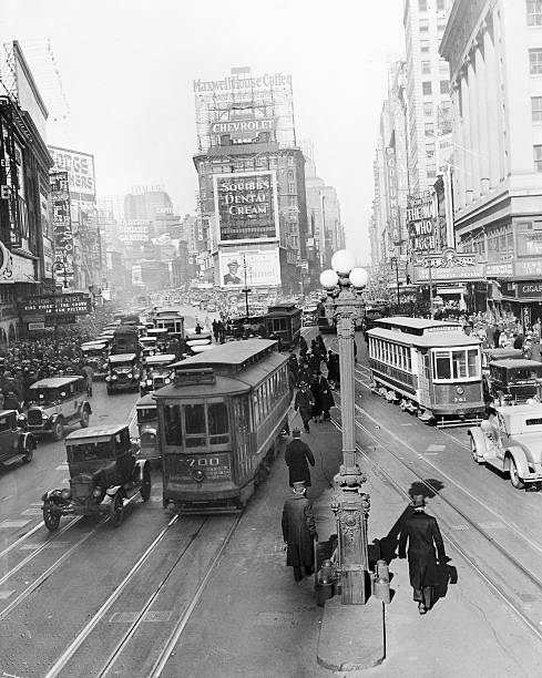 Photo shows Times Square from 43rd Street in New York City.