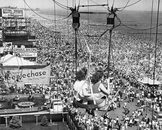 Riding the Parachute Jump 1950s Print