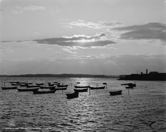 Sunset off Fort McHenry 1906 Print