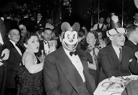 That's J. Edgar Hoover behind the Mickey Mouse mask at a New Year's Eve party in the elegant Stork Club at the end of 1937.