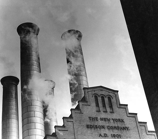 The chimneys of the Edison Company New York New York early to mid 20th century.