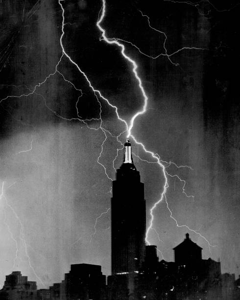 The remarkable picture reproduced above without any retouching was made from windows of The News last night by a staff photographer. The flash of