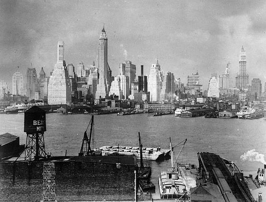 View of Manhattan - the Skyline of New York. New York City. Photograph around 1930.