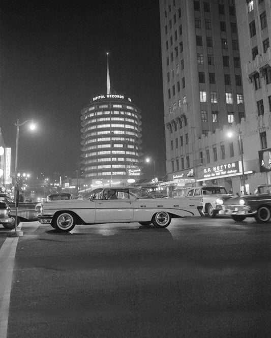 Vine Street at Night 1950s Print