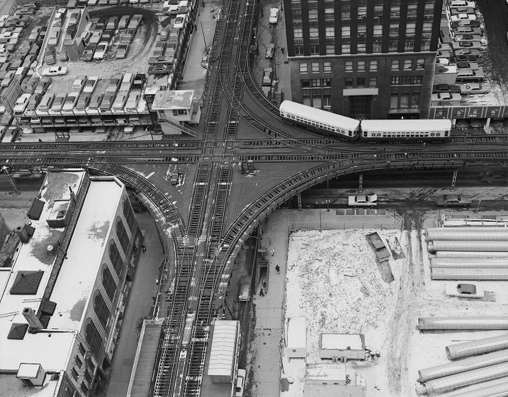 Wells and Lake Streets Crossing 1970s Print