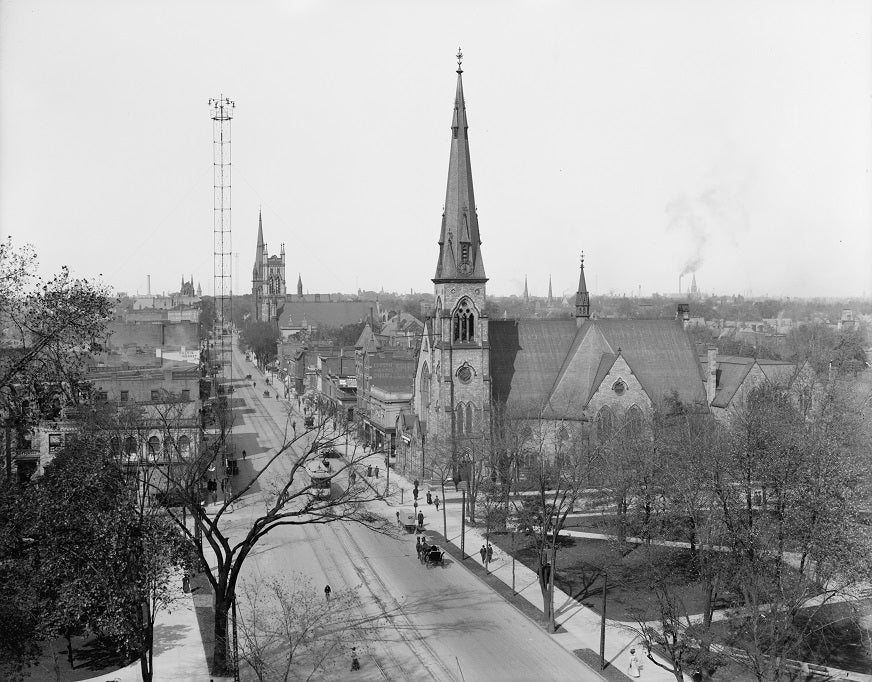 Woodward Avenue from Grand Circus Park 1908 Print