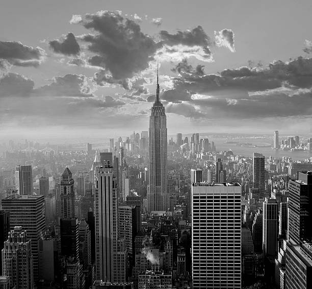 New york city skyline black and white