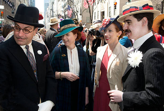 Stylish couples at the easter parade